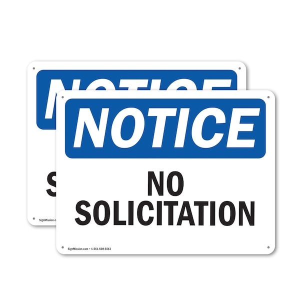 Signmission No Solicitation OSHA Notice Sign, Plastic, 14in W x 10in L, 2PK OS-2PACK-NS-P-1014-L-16197 - main